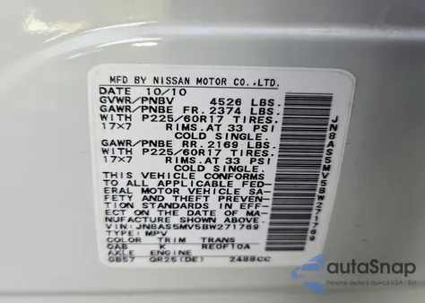 2011 Nissan Rogue S из США, поврежденный, VIN JN8AS5MV5BW271769